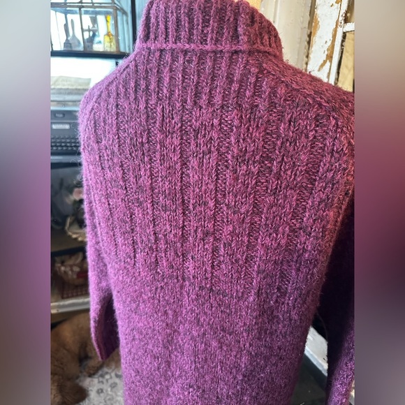 Free People Runway Burgundy Cable Knit Sweater Dress Tunic Cozy Winter Size S - Picture 6 of 8